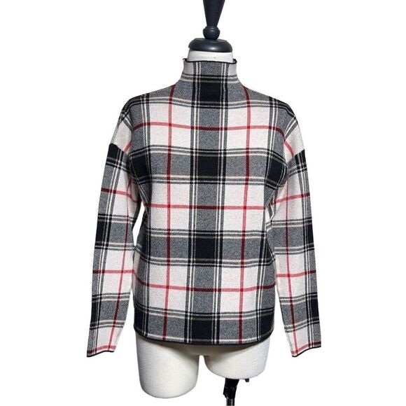 Tahari Plaid Moc Turtleneck Long Cleeve Sweater Size Small - Picture 1 of 4